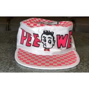 Vtg 1988 Pee Wee Herman Playhouse Pink Checkered Painters Hat Cap RARE!